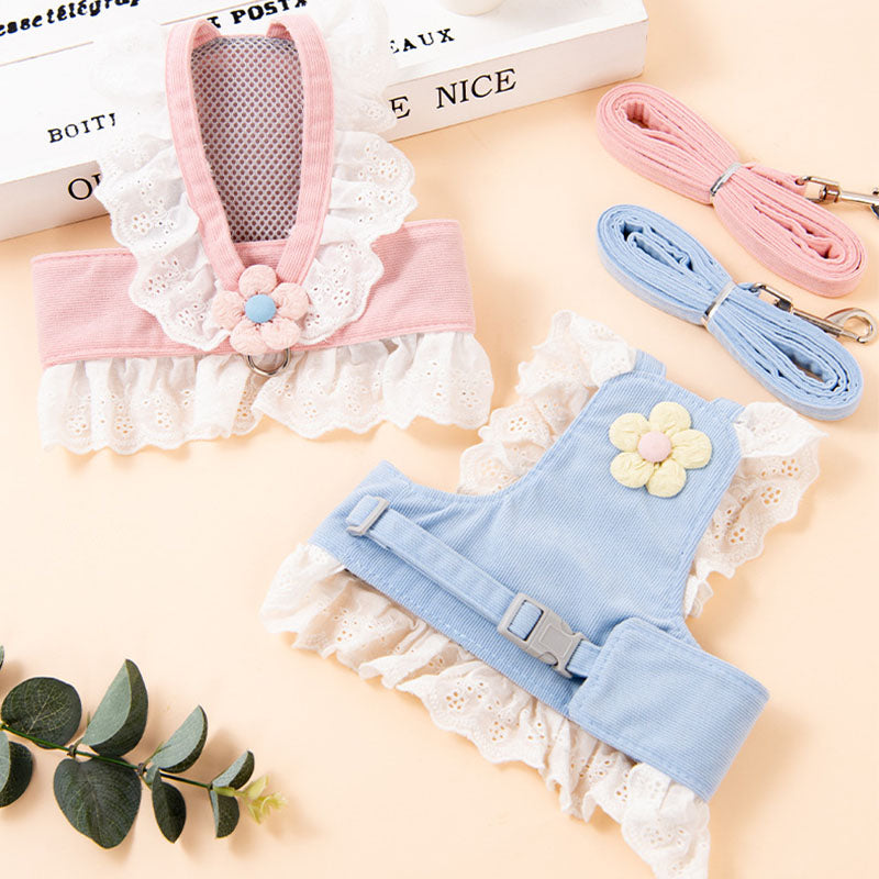Lace Flower Pet Carrier Leash Set