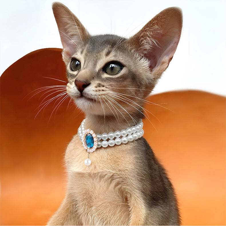 Adjustable Double Layer Pet Pearl Necklace