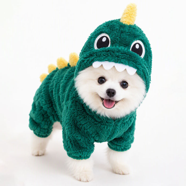 Warm dinosaur pet clothing