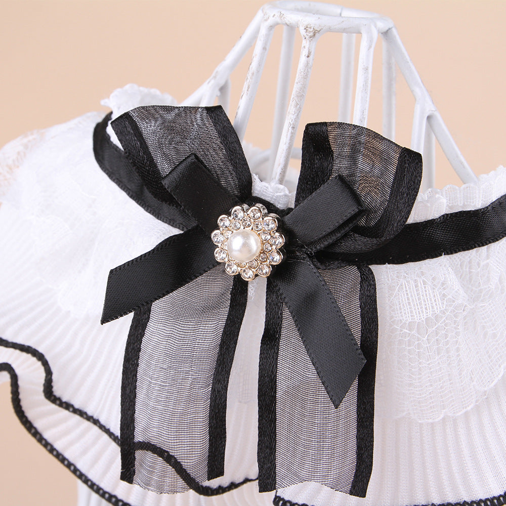 Black and white lace bibs for cats and dogs