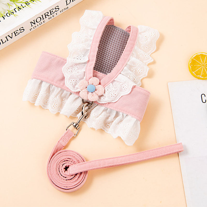 Lace Flower Pet Carrier Leash Set