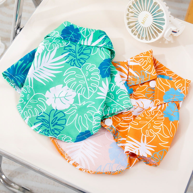 Pet Beach-Style Leaf-Print Shirt