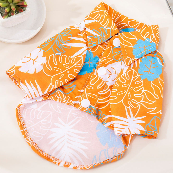Pet Beach-Style Leaf-Print Shirt