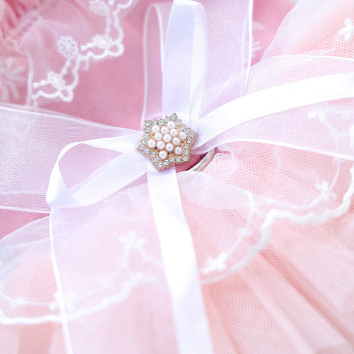 Lace Bow Layered Tulle Pet Dress