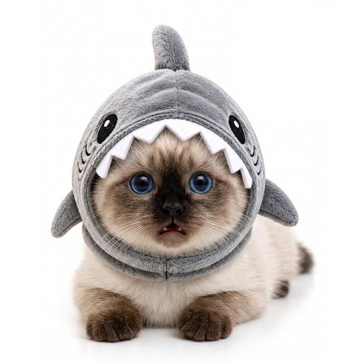 Plush Shark Headgear for Cats