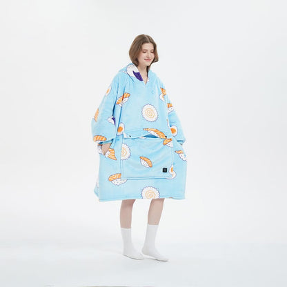 Double-Layer Hooded Lazy Blanket