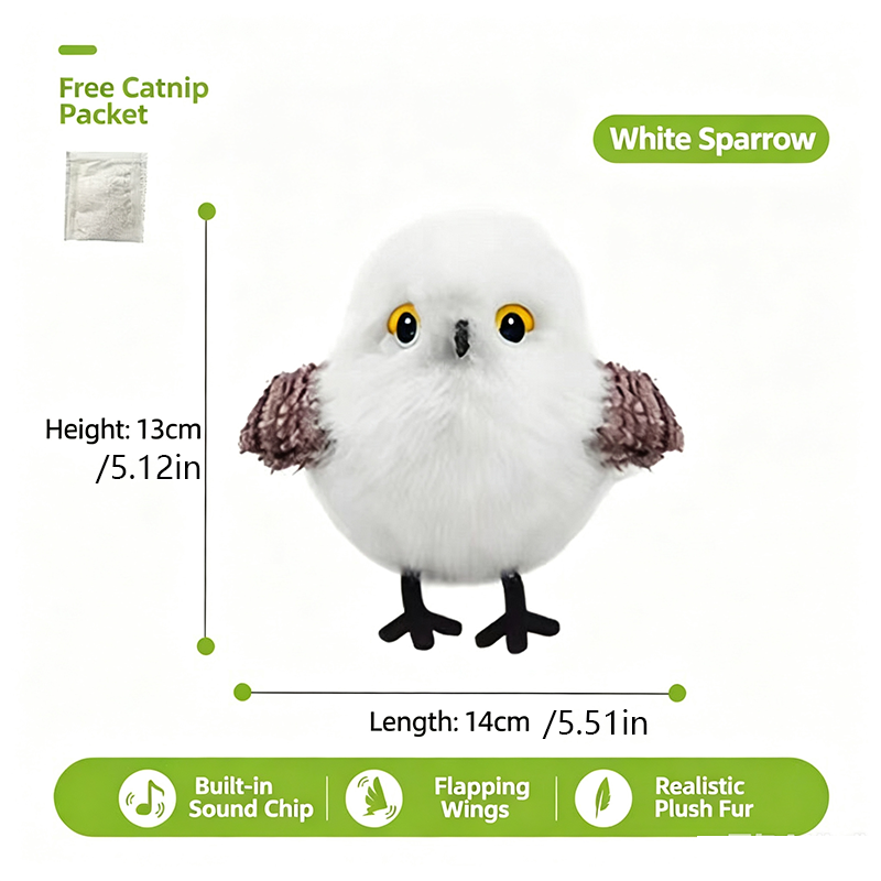 Soft Plush Moving Bird Cat Toy