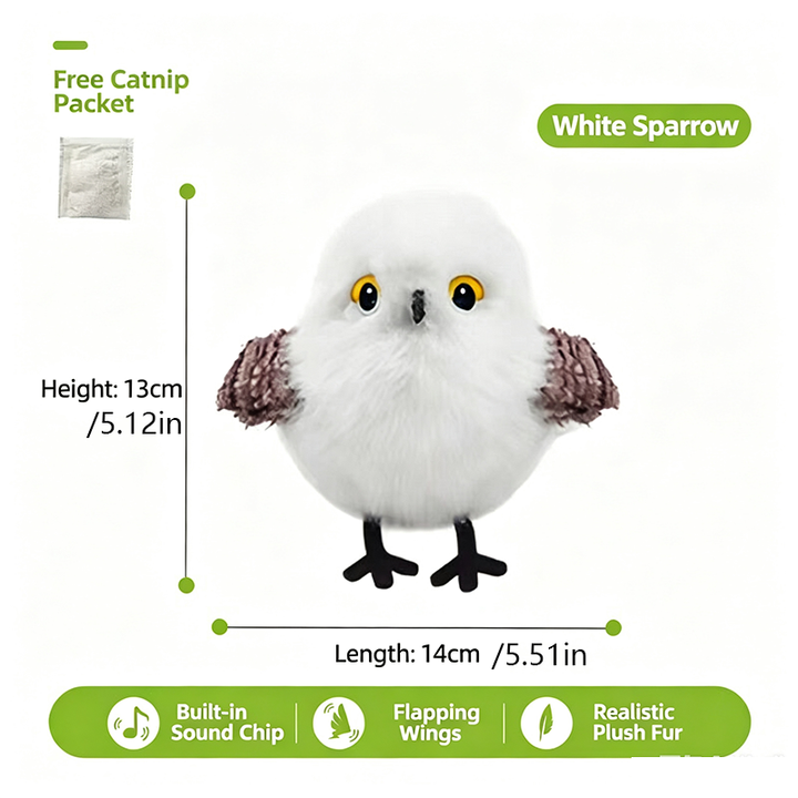Soft Plush Moving Bird Cat Toy
