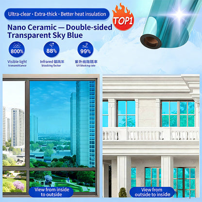 Adhesive-free one-way heat-insulating glass film