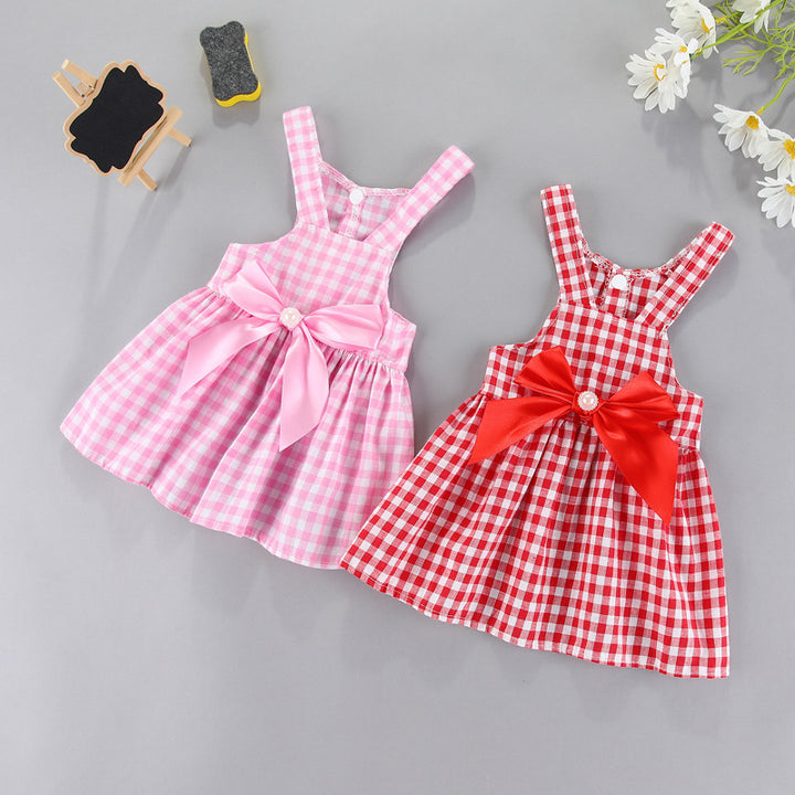 Gingham Bow Pet Suspender Dress
