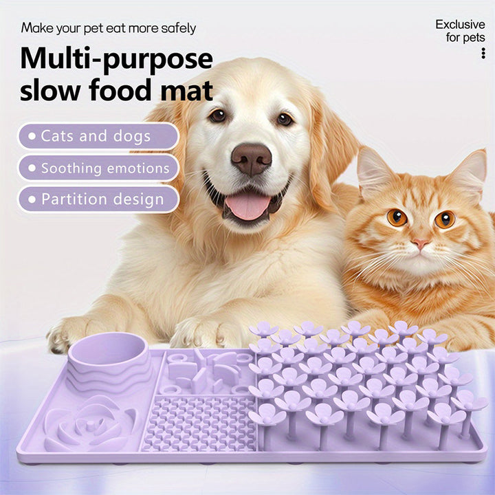 Easy-to-clean slow-feed pet placemats