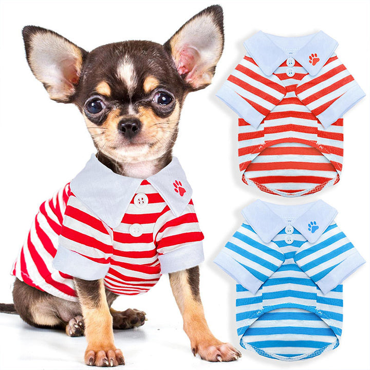 Striped polo shirt for pets