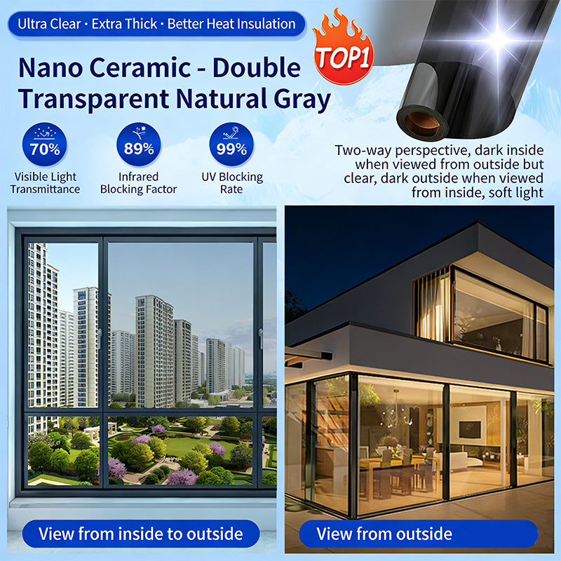 Adhesive-free one-way heat-insulating glass film