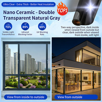 Adhesive-free one-way heat-insulating glass film