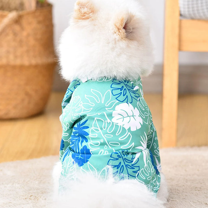 Pet Beach-Style Leaf-Print Shirt