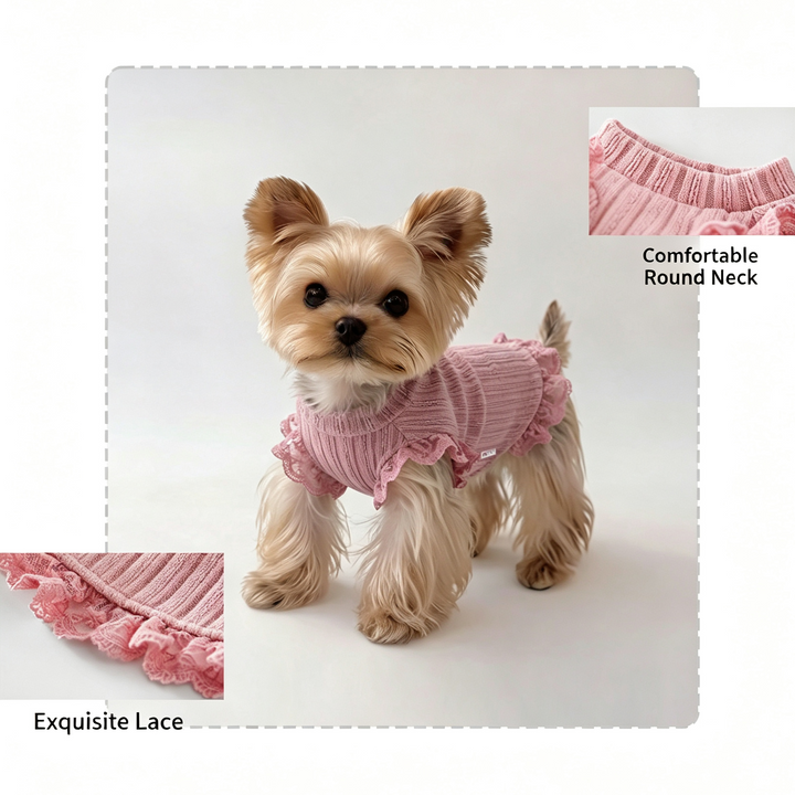 Lace Ruffle Knit Shirts for Small Dogs