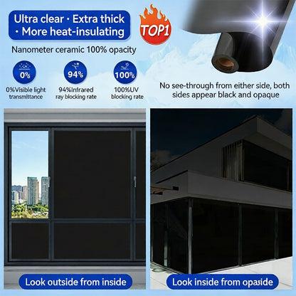 Adhesive-free one-way heat-insulating glass film