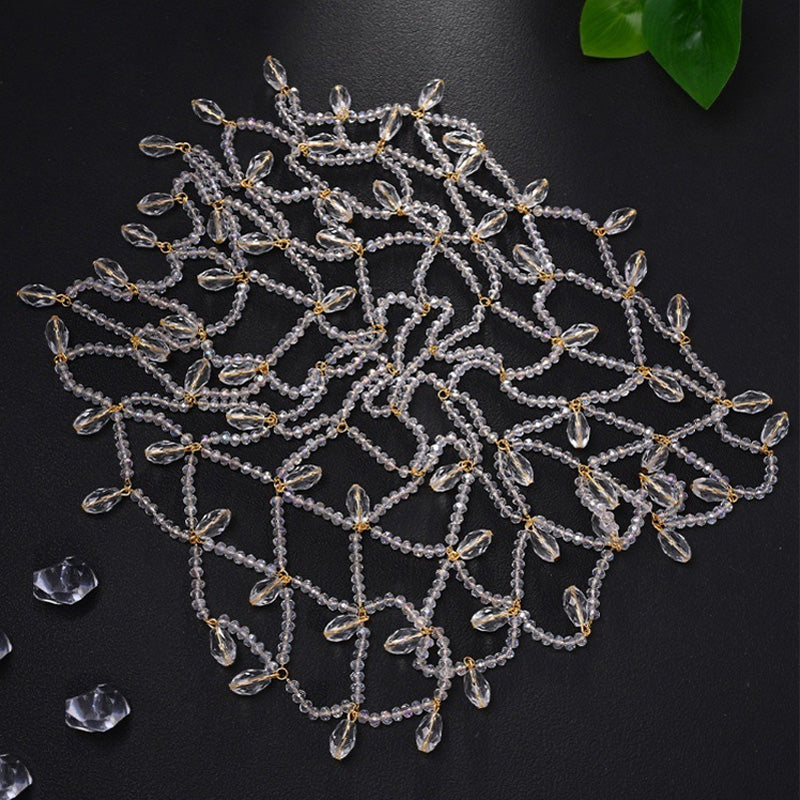 Openwork rhinestone tassel hair chain