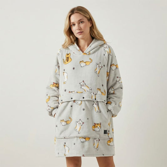 Double-Layer Hooded Lazy Blanket