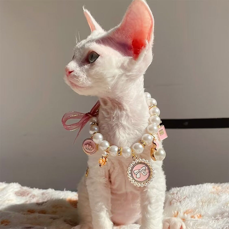 Pet pearl collar necklace