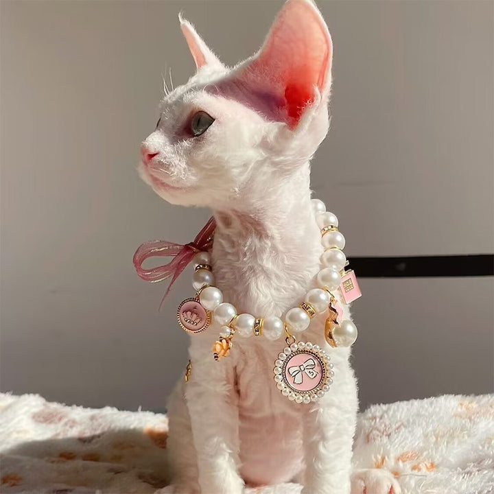 Pet pearl collar necklace