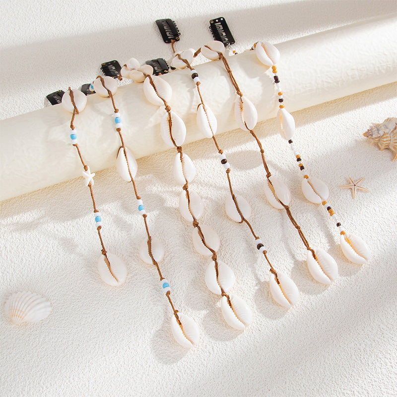Resort-style seashell beaded hair accessories