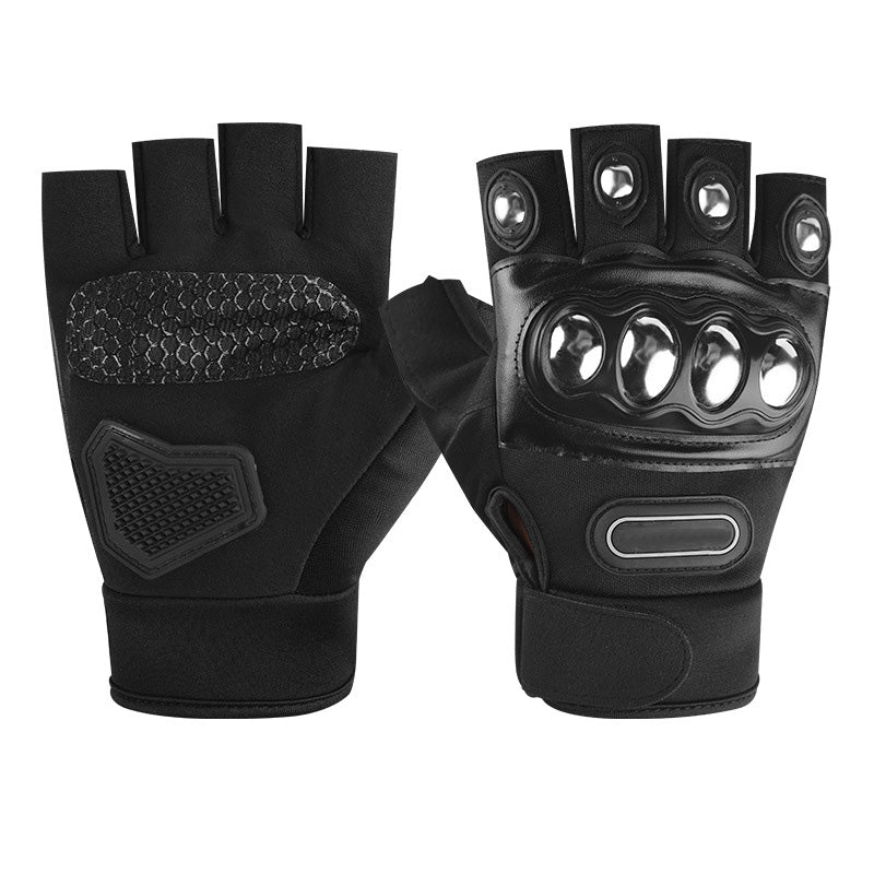 Outdoor Sports Steel Shell Half-Finger Gloves