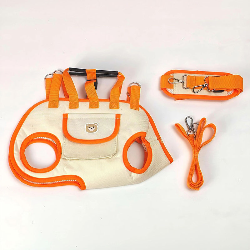 Double-shoulder and hand-held pet leash backpack