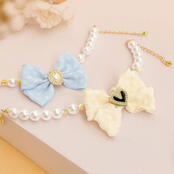 Pet pearl necklace collar