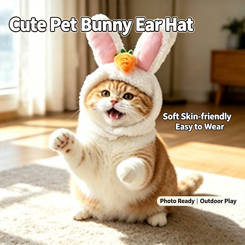 Plush Bunny Ear Pet Hat With Carrot