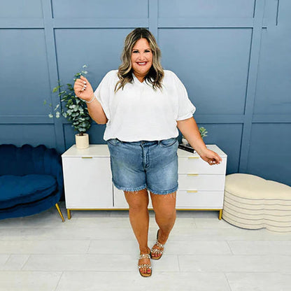 High waisted denim shorts