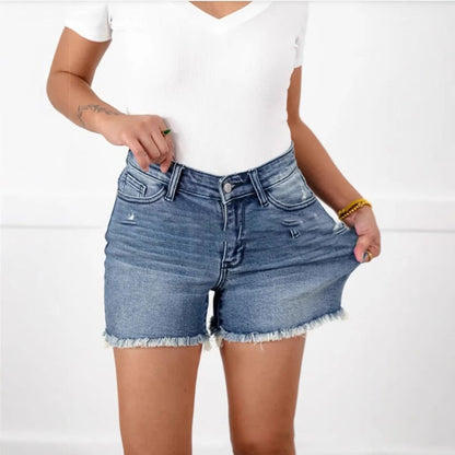 High waisted denim shorts
