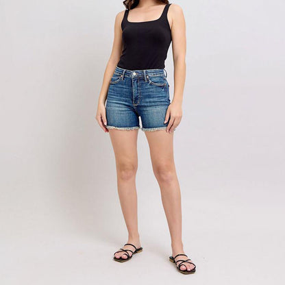 High waisted denim shorts