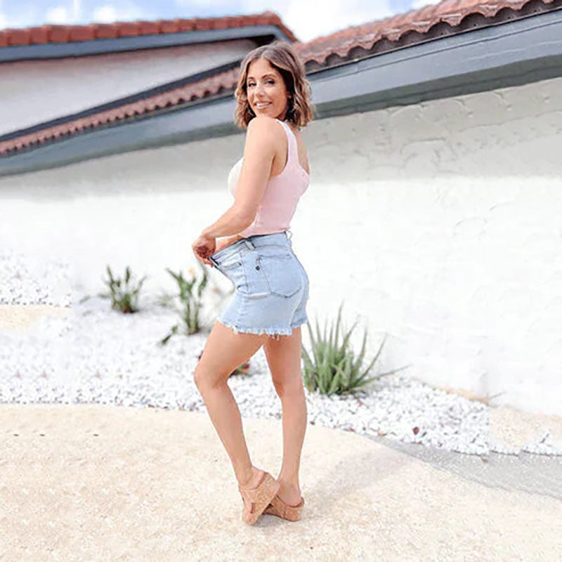 High waisted denim shorts