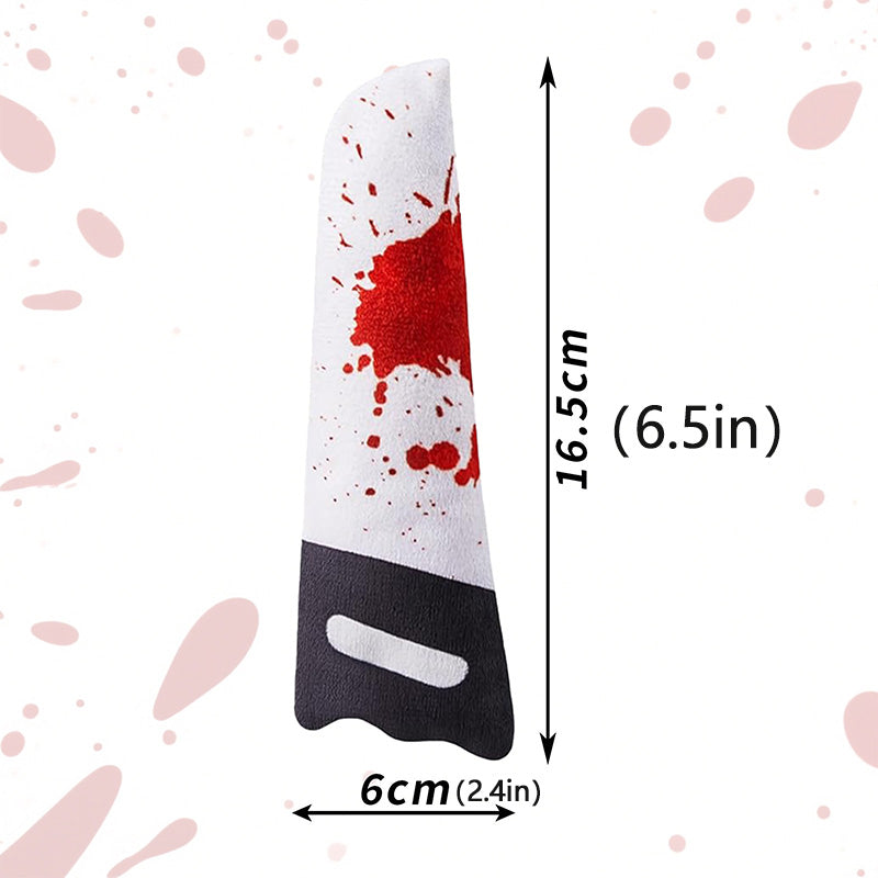 Halloween Bloody Knife Plush Cat Toy