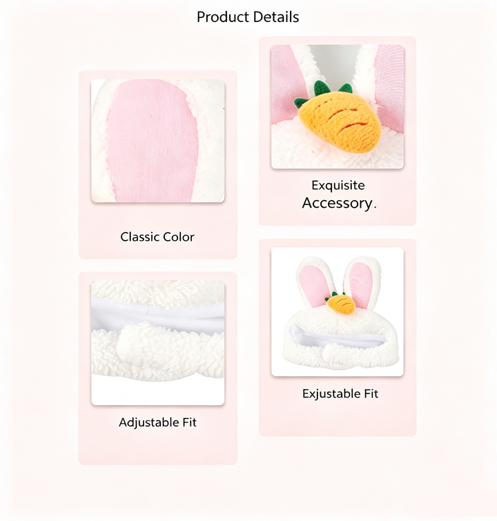 Plush Bunny Ear Pet Hat With Carrot