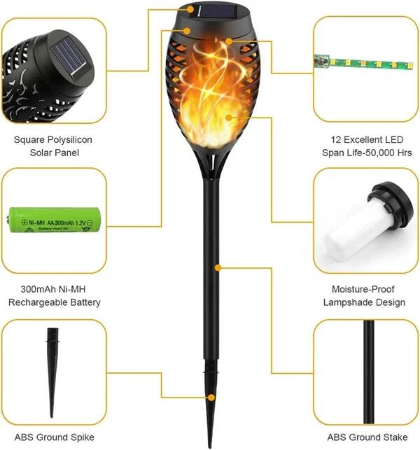🔥Christmas Sale 60%Off- Solar LED Flame Lights Outdoors