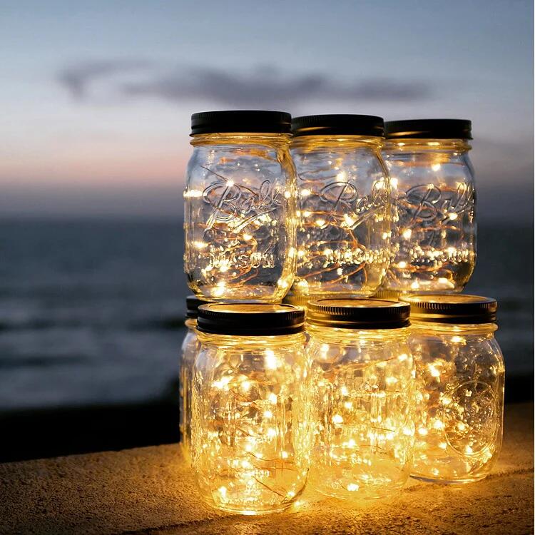 Solar-Powered Mason Jar Fairfly Lights Lids