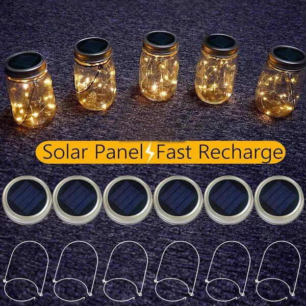 Solar-Powered Mason Jar Fairfly Lights Lids