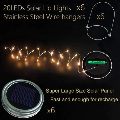 Solar-Powered Mason Jar Fairfly Lights Lids