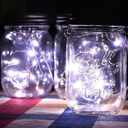 Solar-Powered Mason Jar Fairfly Lights Lids