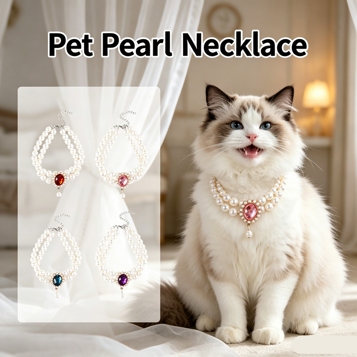 Adjustable Double Layer Pet Pearl Necklace