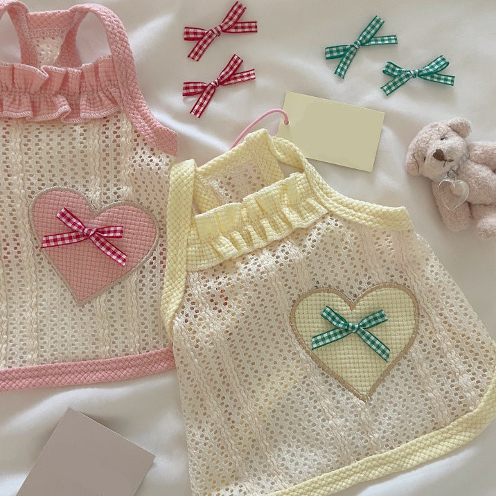 Heart Bow Lace Dog Tank Top