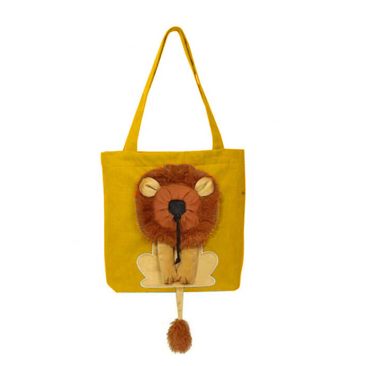 Cute Lion-Head Canvas Pet Carrier Bag