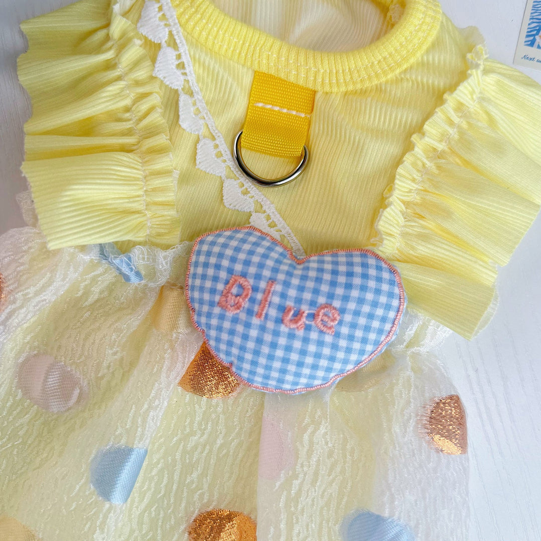 Yellow Polka Dot Pet Bubble Dress