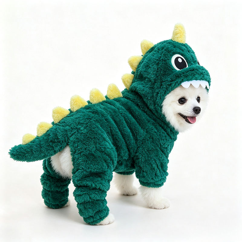 Warm dinosaur pet clothing