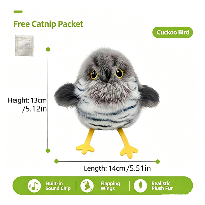 Soft Plush Moving Bird Cat Toy