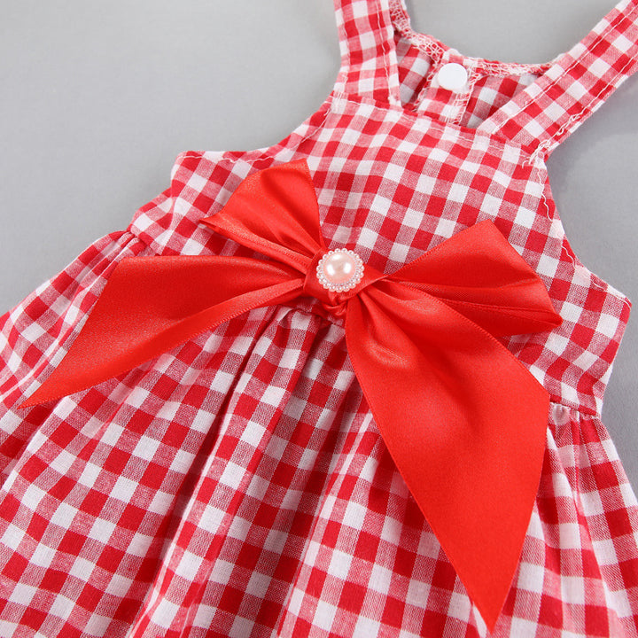 Gingham Bow Pet Suspender Dress