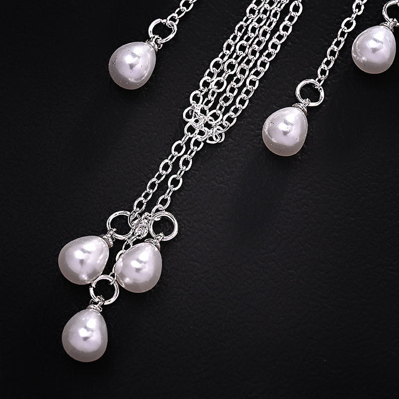 Water drop pearl mesh tassel headband