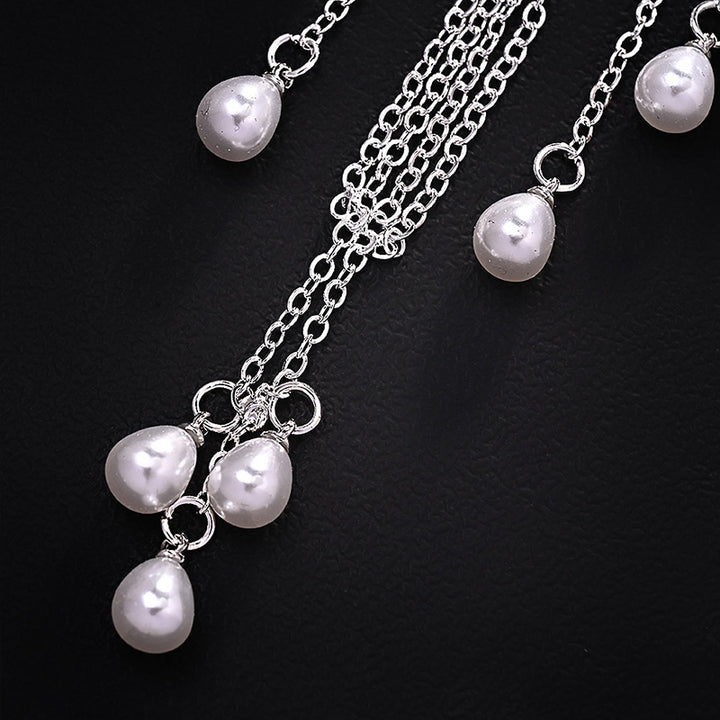 Water drop pearl mesh tassel headband